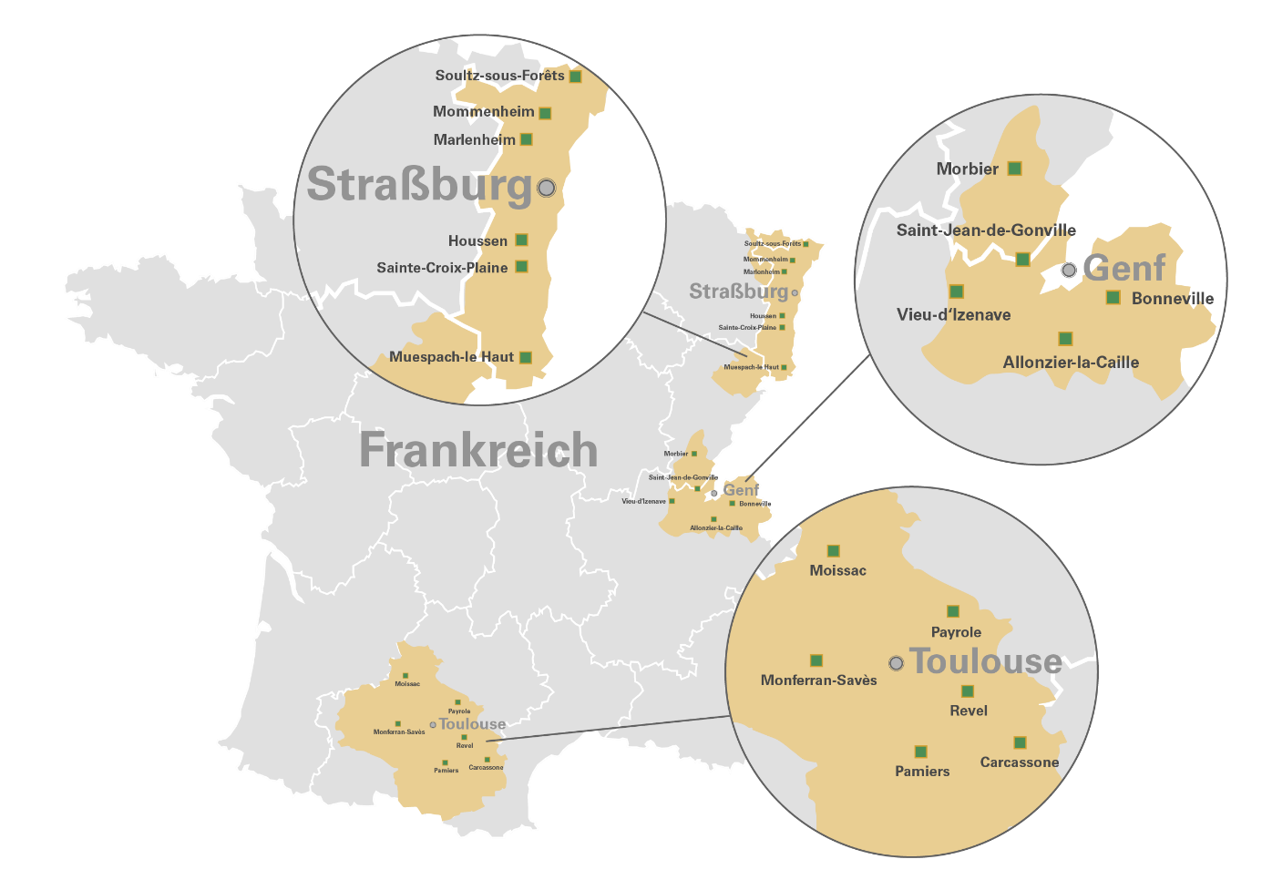 Einzugsgebiet RWZ Technik Frankreich